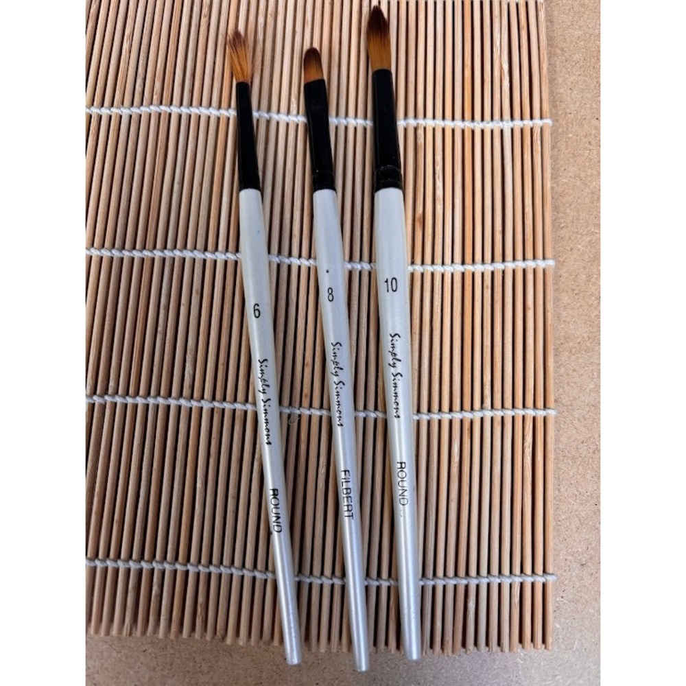 Simply Simmons Paint Brush Set 3pc Round‎ 6 10 Filbert 8 Synthetic Bristle White